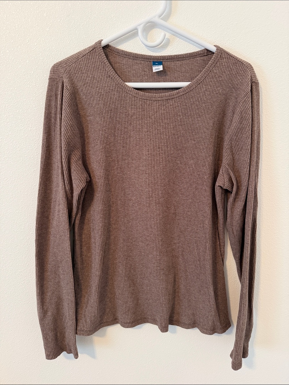 Old Navy Women's Ribbed Long Sleeve Top - Taupe Brown